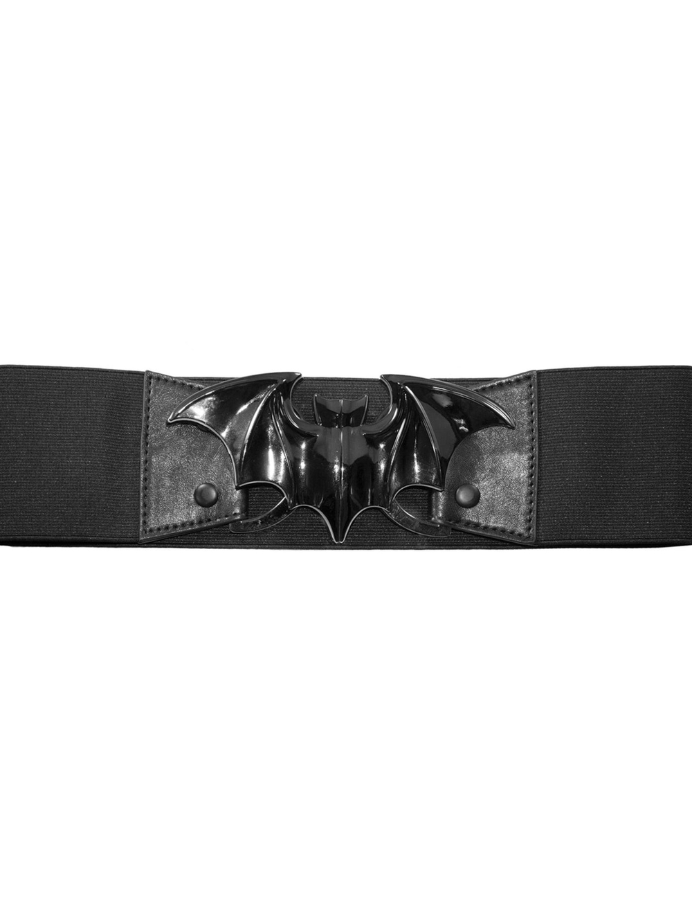 Unique Vintage Black Molded Bat Buckle Elastic Stretch Waist Belt 2XL-3XL